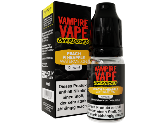 Vampire Vape - Overdosed - Peach Pineapple Watermelon - Nikotinsalz Liquid 10 mg/ml