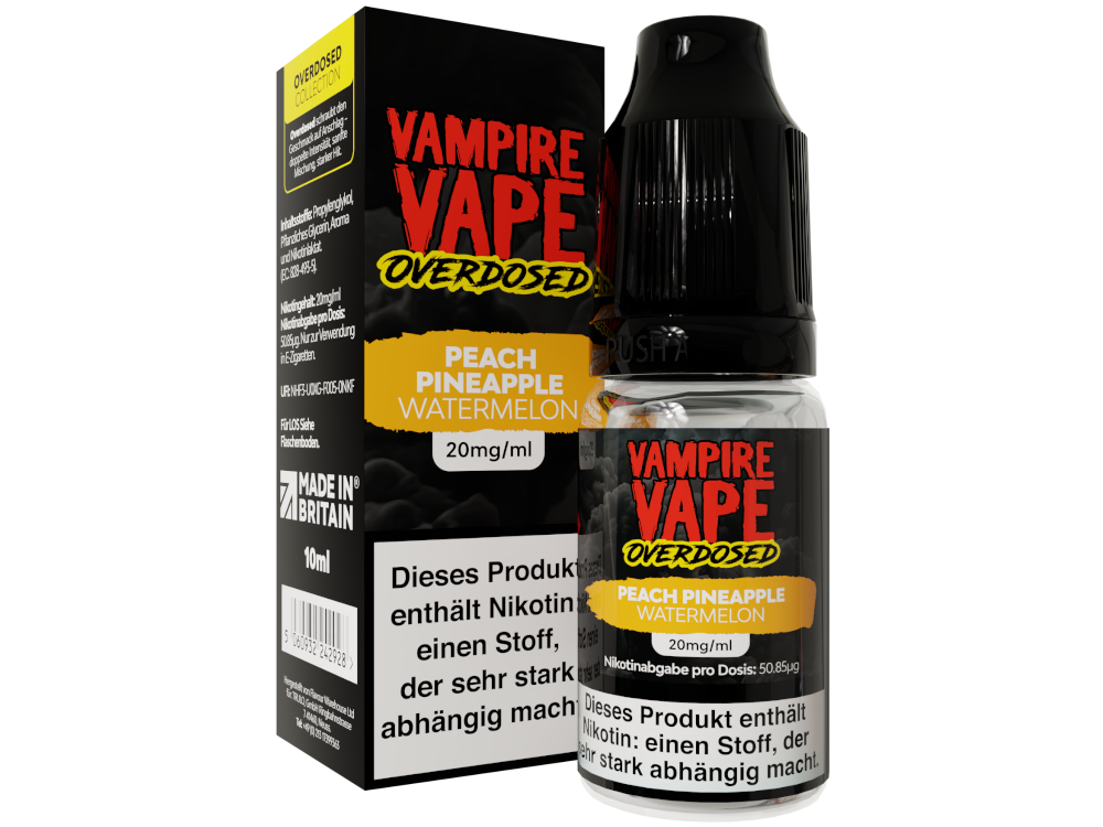 Vampire Vape - Overdosed - Peach Pineapple Watermelon - Nikotinsalz Liquid 20 mg/ml